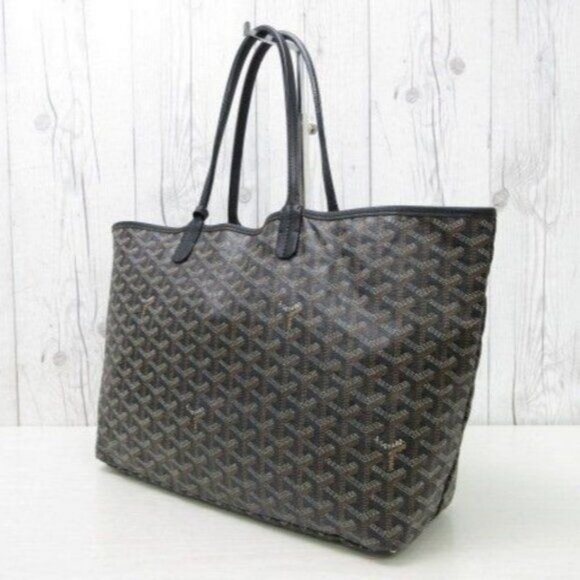 Authentic Goyard Goyardine Saint Louis PM Black Shoulder Tote Bag & Pouch Wallet - Picture 6 of 11